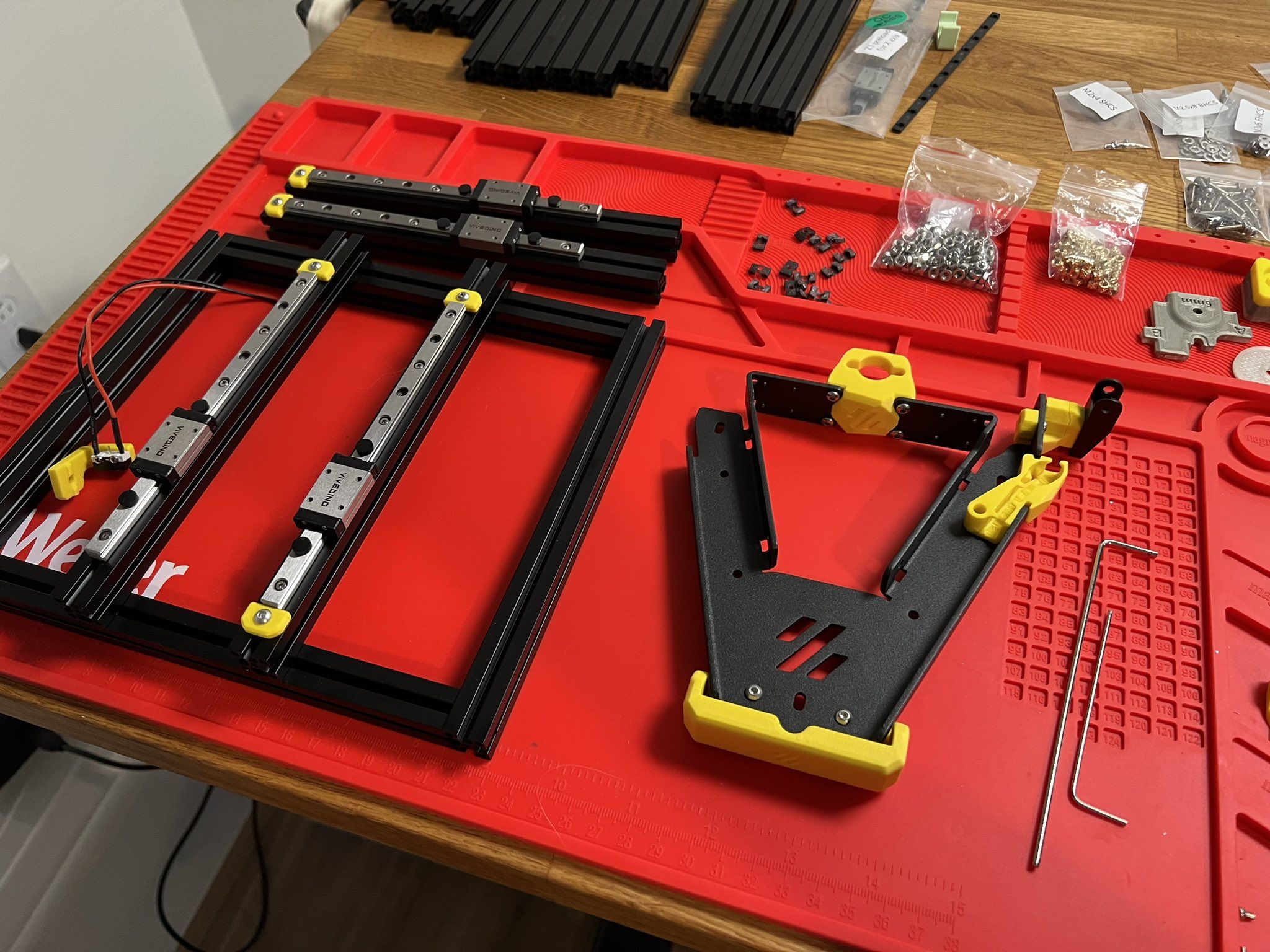 Voron 0 back z-axis frame laying on a desk